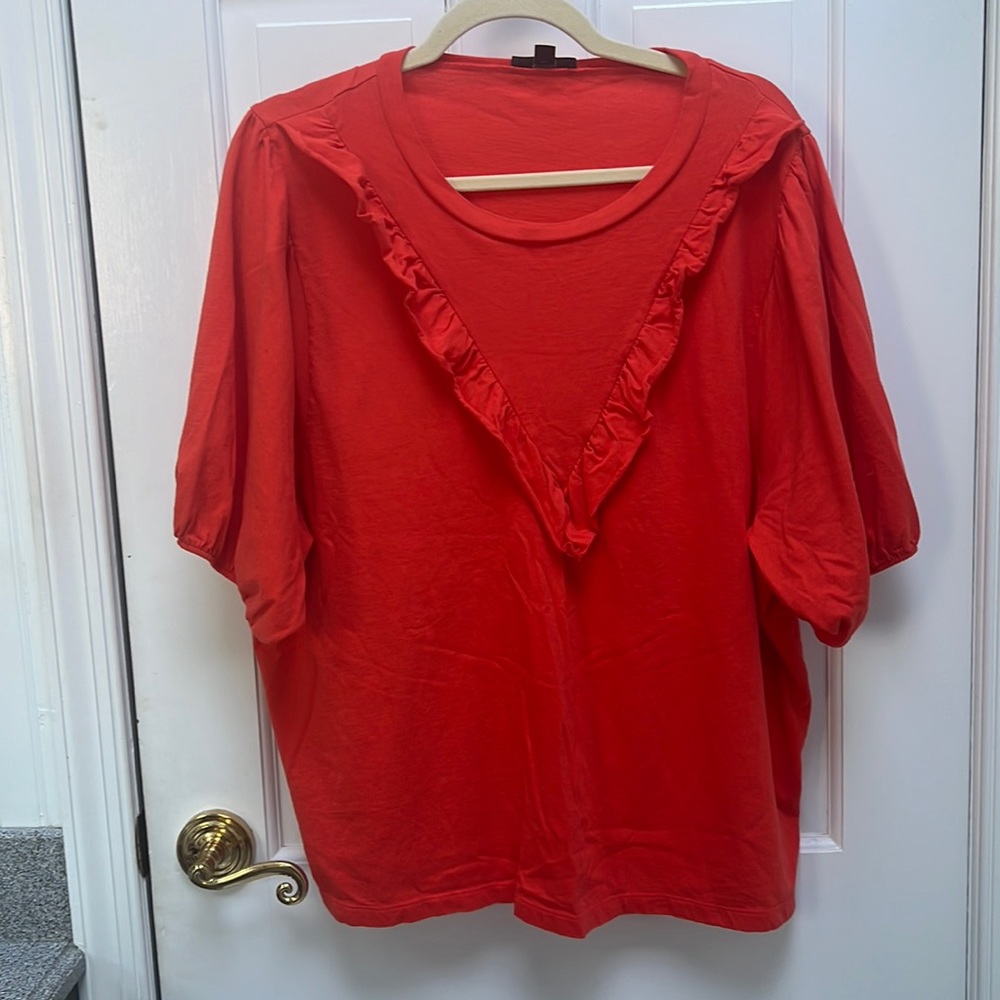 J. Crew orange ruffle tee